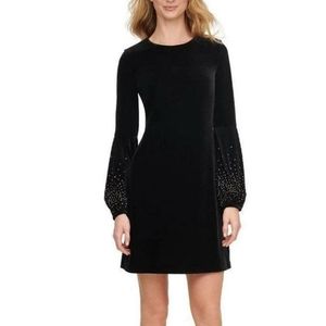 Calvin Klein Black Velvet Balloon Sleeve Dress Women's Size 6